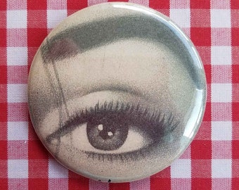 Pocket mirror, Eye See, with linen drawstring pouch, purse mirror