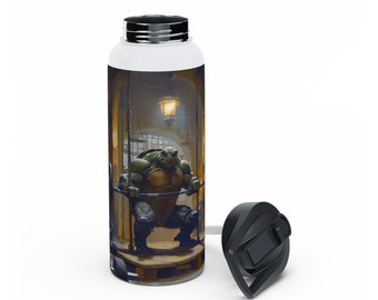 Trainingsschildpad - roestvrijstalen waterfles - standaard deksel