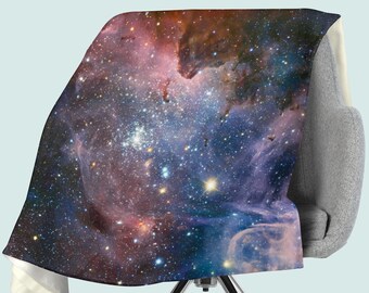 Universe Stars Nebula Aurora Northern Light Fleece Hooded Blanket Throw Cloak