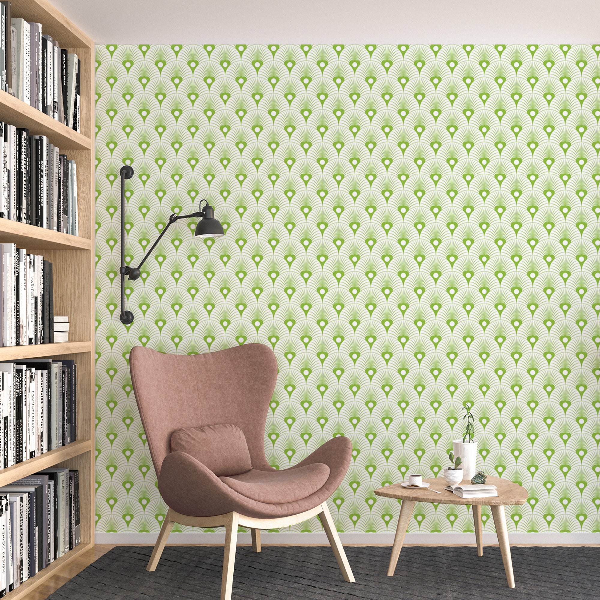 Green Pattern Peel and Stick Wallpaper | Etsy