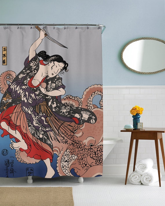 Octopus Shower Curtain Traditional Japanese Art Kraken 50