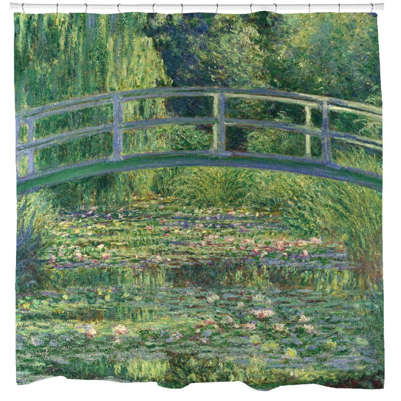 Art Shower Curtain Classic Bathroom Monet Water Lillies Bridge Oil Painting Impressionist French Mothers Day
