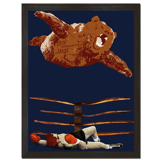 Funny Posters Men Wrestling Bear Print Wwf Bear Wall Art Funny Bear Poster Mens Bedroom Poster Bear Art Funny Unusual Prints Decor