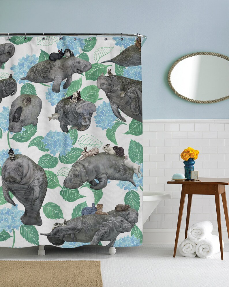 Rabbit Shower Curtain Manatee Shower Curtain Boho Chic - Etsy