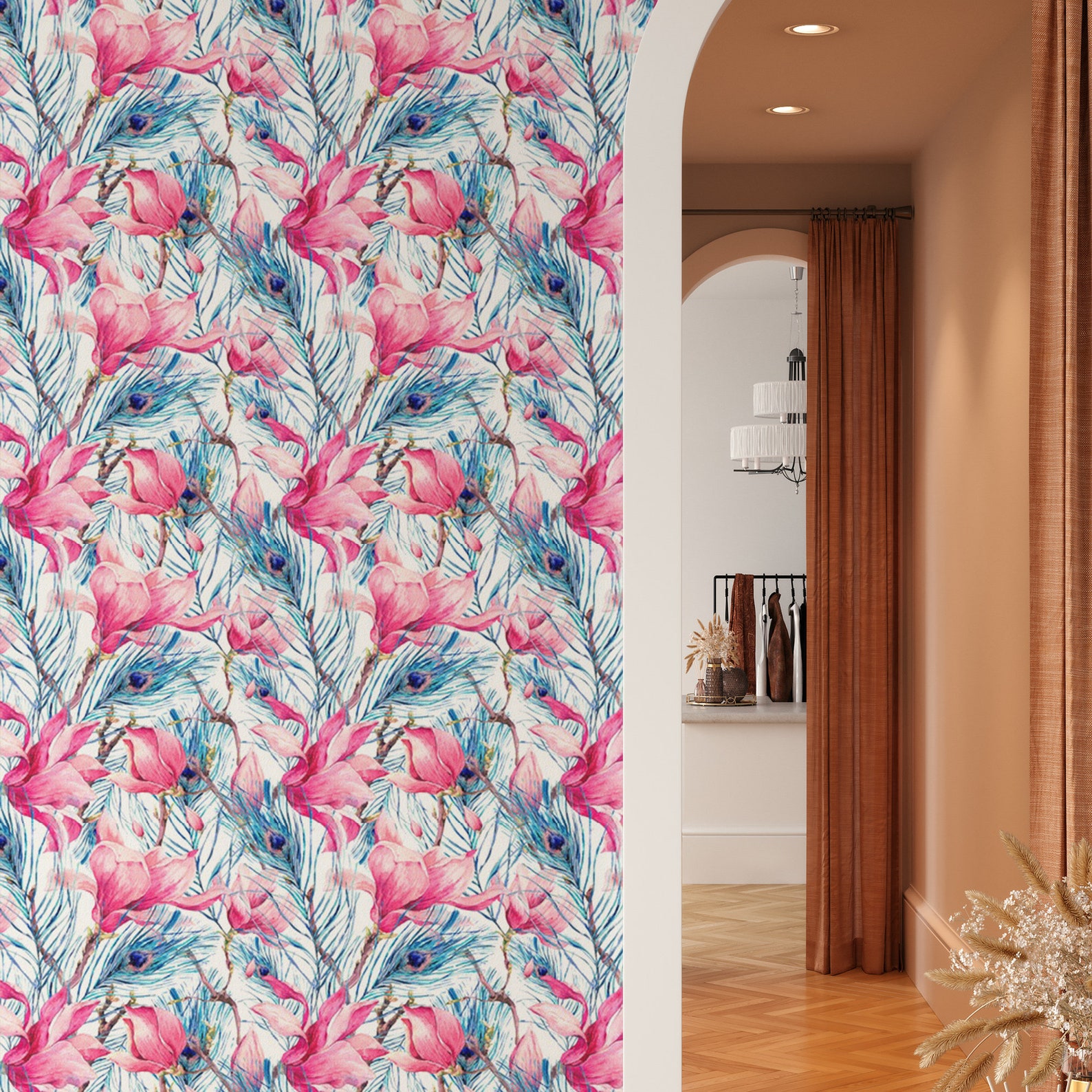 Magnolia Pattern Removable Wallpaper Pretty Flower Wall | Etsy