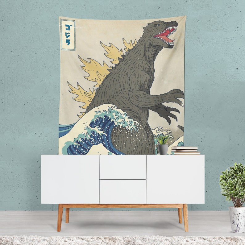 Monster Tapestry Japanese Wall Art Movie Theme Dino Art Etsy