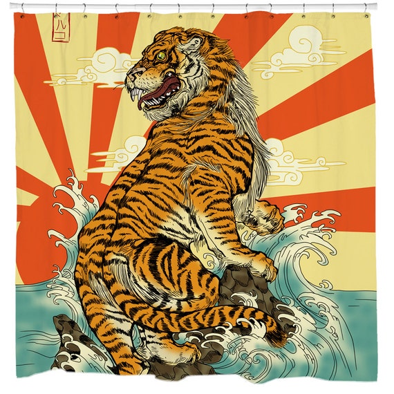 Tiger Shower Curtain Japanese, Tiger Shower Curtain