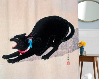 Black Cat Shower Curtain