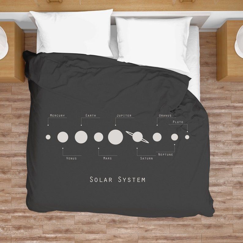 Solar System Duvet Cover Galaxy Bedding Planets Duvet Space Etsy