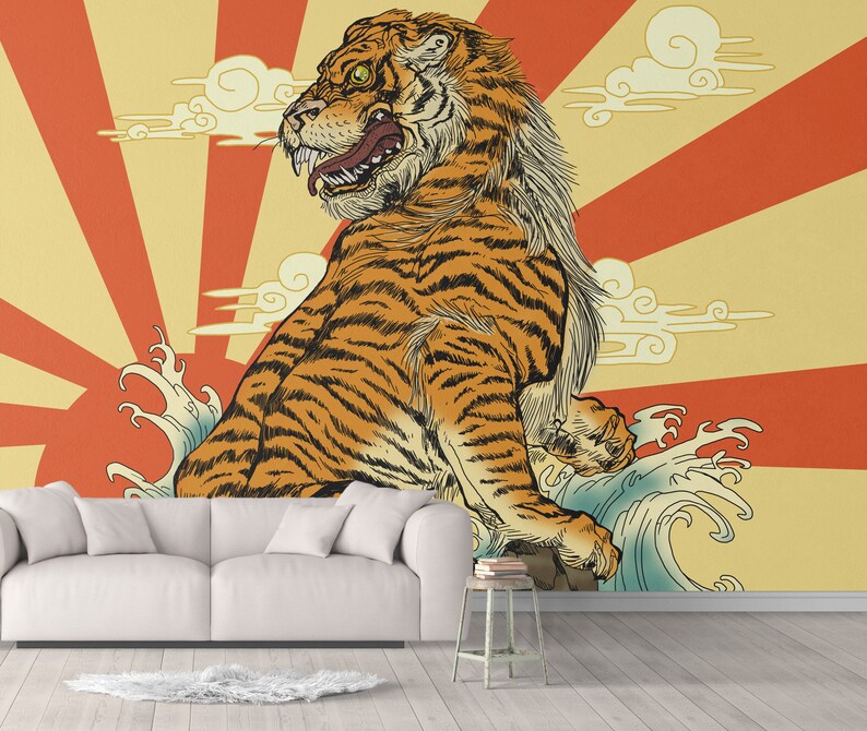 Japanese Tiger Removable Wallpaper Vintage Japan Artwork Peel - Etsy