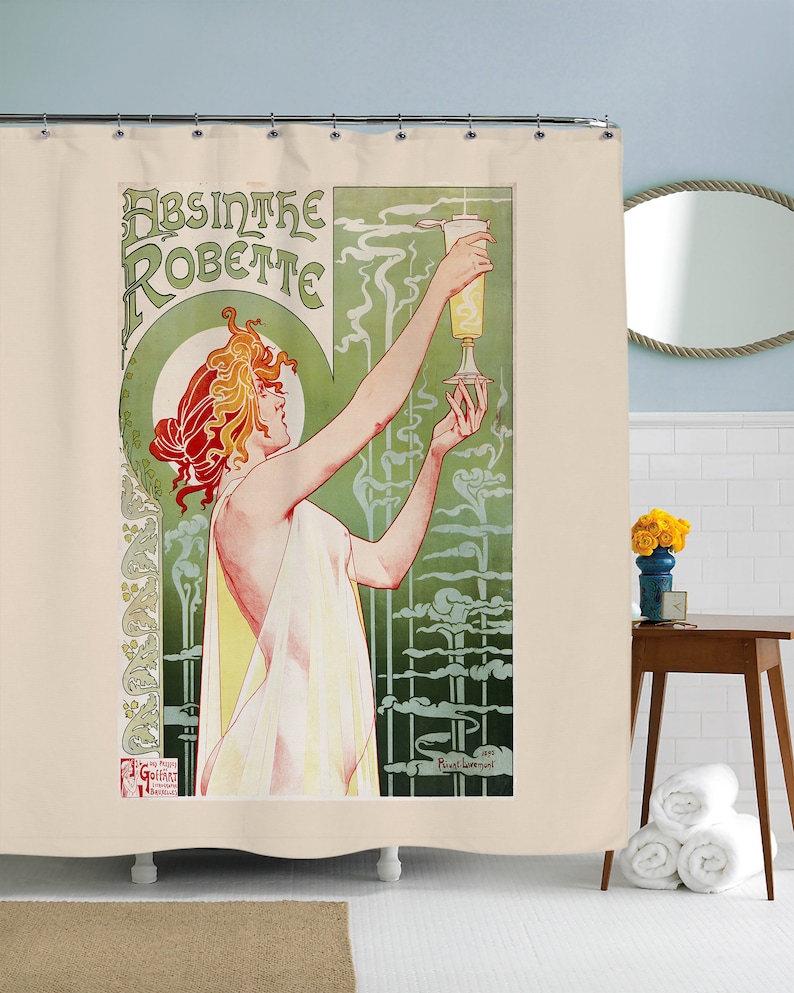 1920s Art Shower Curtain Decor Art Nouveau Artwork Decor Etsy