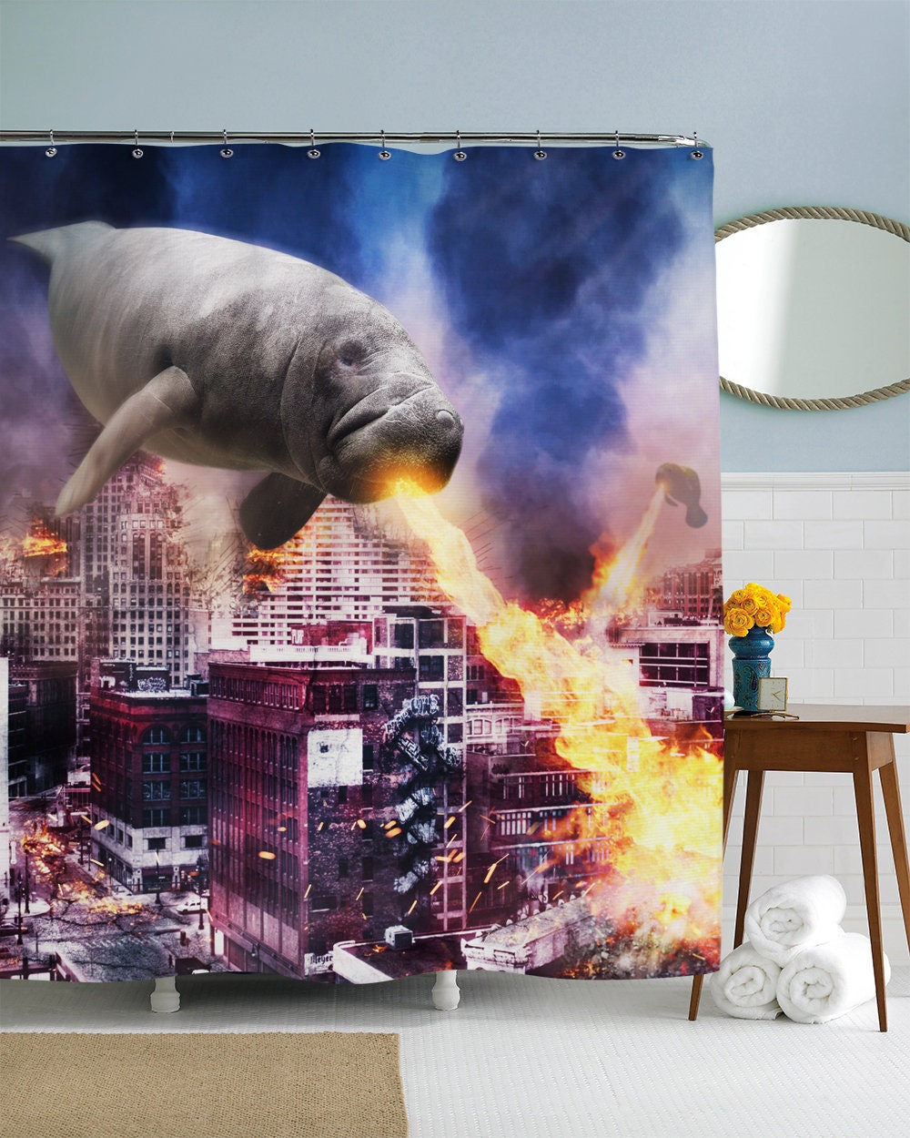 Manatee Shower Curtain Cool Shower Curtain Animal Curtain - Etsy