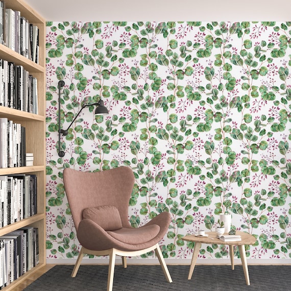 Vine Pattern Removable Wallpaper Pretty Plant Wall Cling Etsy