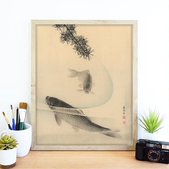 Koi Poster Nature Print Vintage Art 