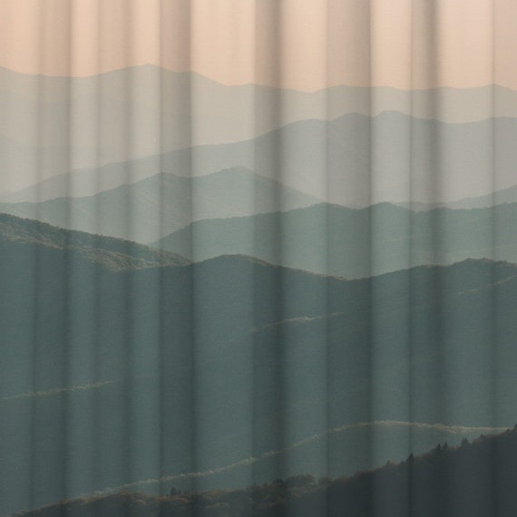 Boho Curtain Mountains Window Curtain Nature Decor Kitchen Etsy