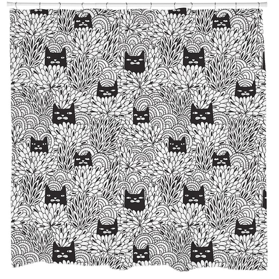 Cat Home Decor Cute Shower Curtain Flower