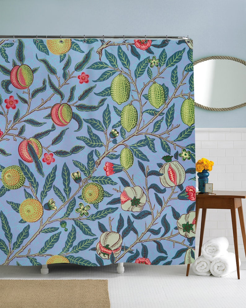 Fruit Shower Curtain Plant Shower Curtain Nature Art Fruit Etsy