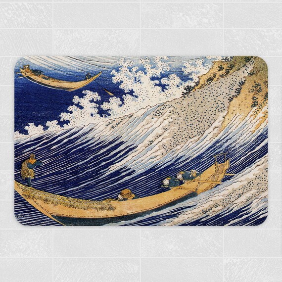 Japanese Boats Non Slip Bath Mat Japan Ocean Shower Decor Etsy
