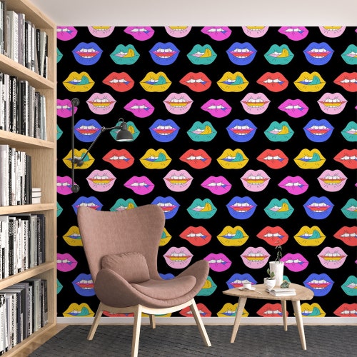 Colorful Wallpaper Peel and Stick Hot Pink Wallpaper Purple Etsy