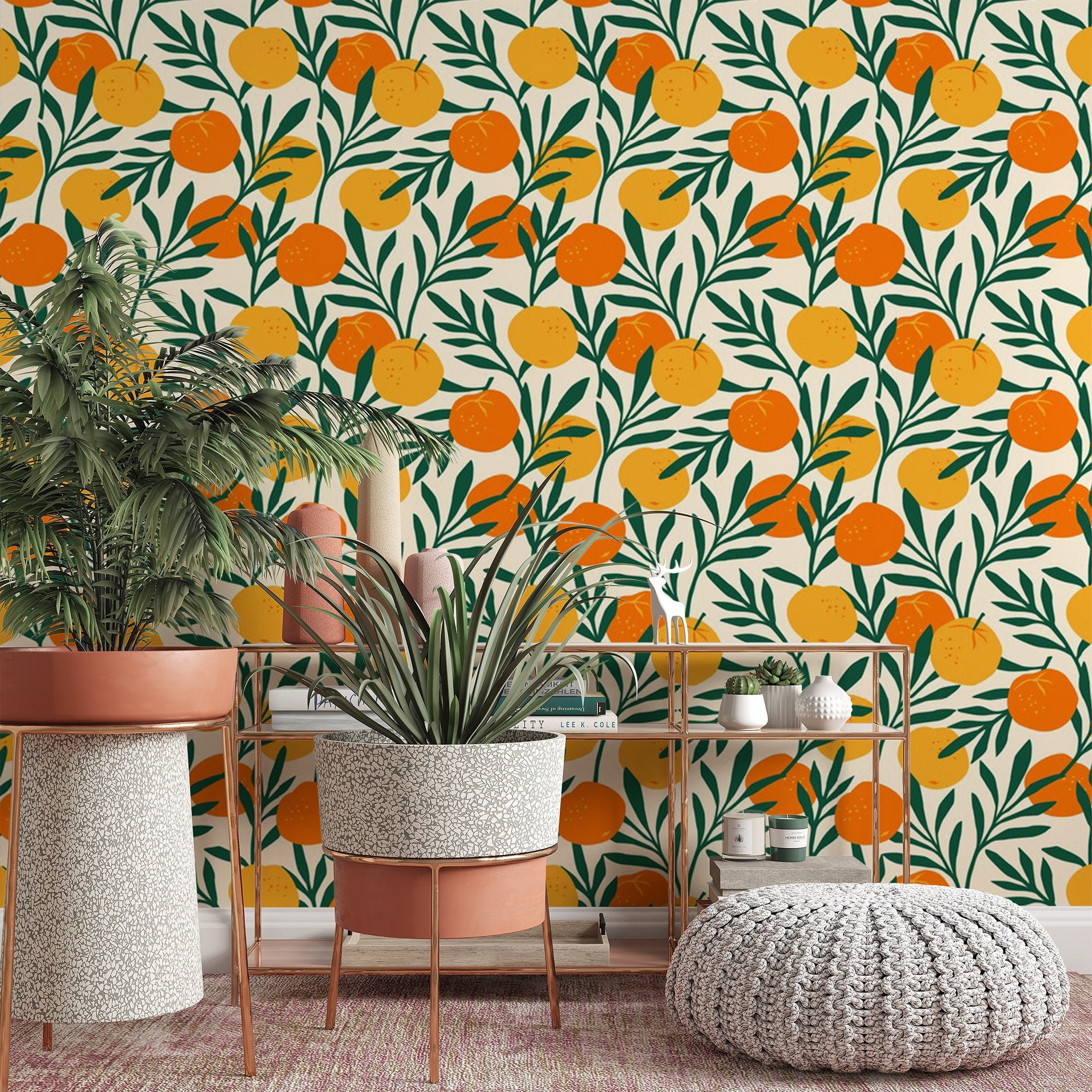 Citrus Pattern Removable Wallpaper Cool Fruit Wall Cling Etsy 日本