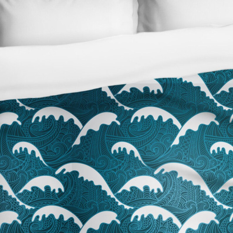 Calming Waves Japanese Duvet Cover Printed In Usa Etsy