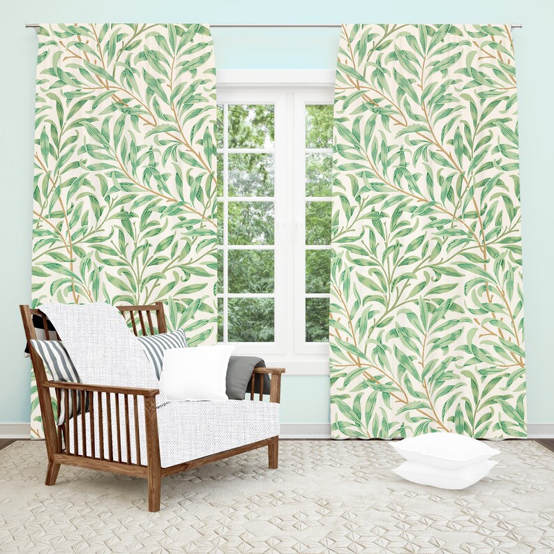 Vine Window Curtains Nature Drapes Ivy Decor Leaf Pattern Etsy