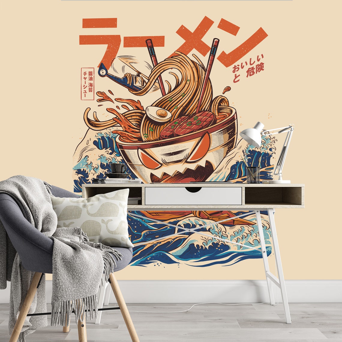 Ramen Noodle Removable Wallpaper Funny Wall Mural Food Art - Etsy
