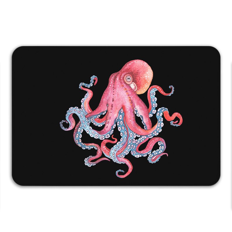 Octopus Bath Mat Kraken Bath Rug Octopus Art Beach Decor Etsy