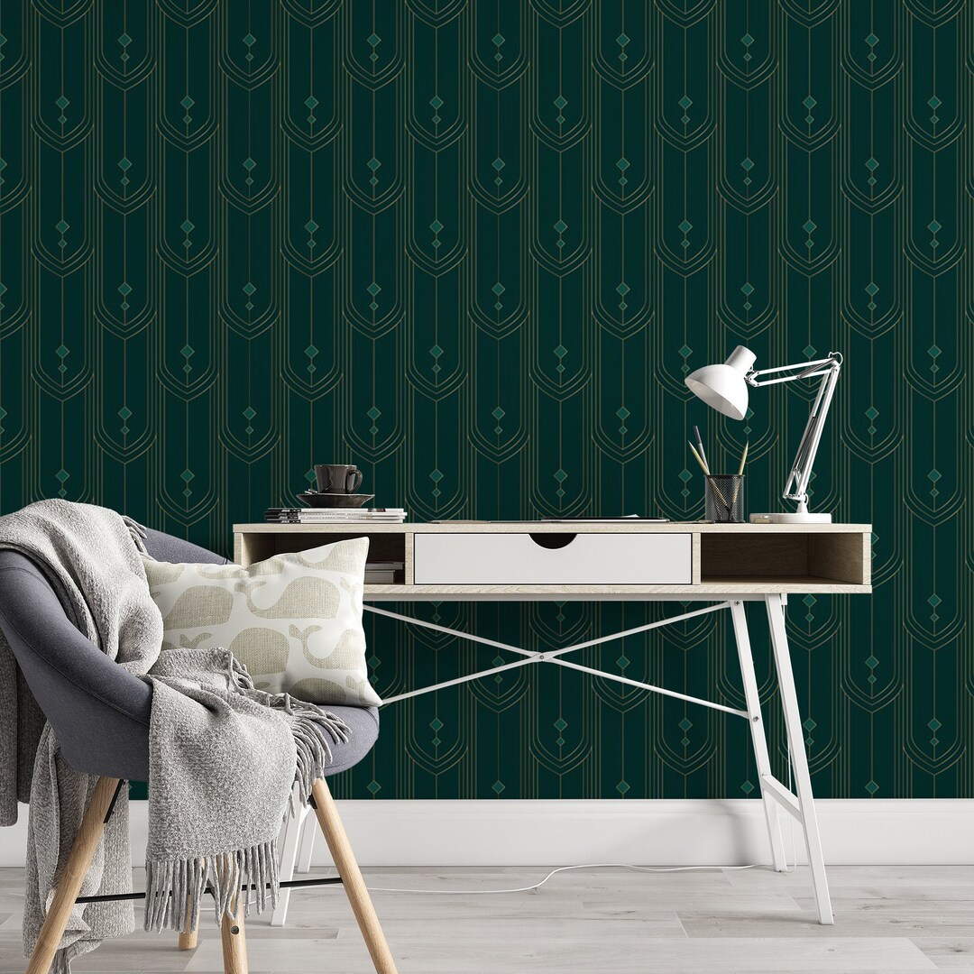 Green Pattern Removable Wallpaper Oblong Shapes Wall Decal - Etsy Australia