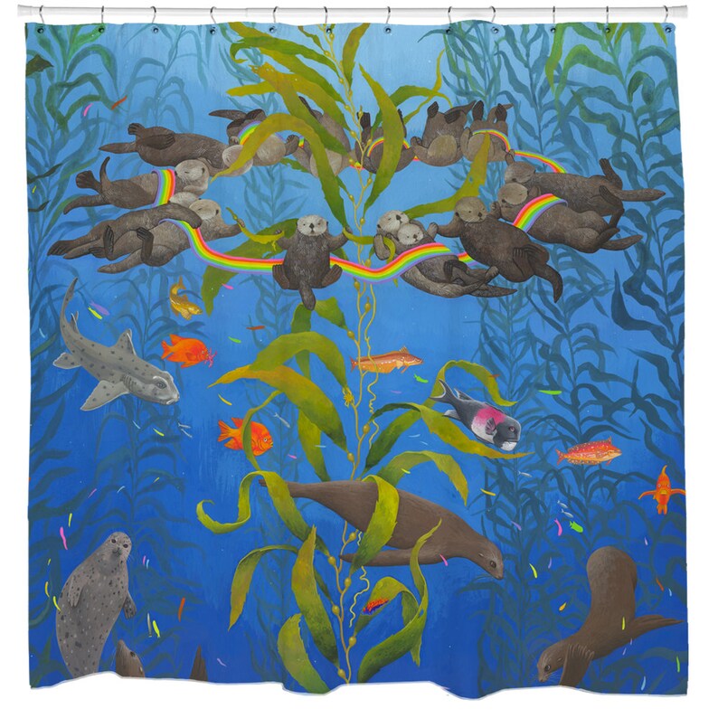 Ocean Shower Curtain Nautical Bathroom Decor Beach Theme Image 0