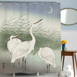 Crane Shower Curtain Japanese Shower Curtain Bird Bathroom Decor