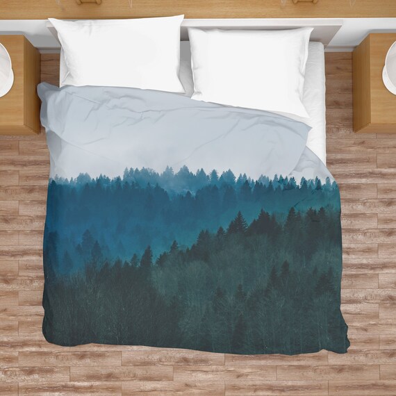 Forest Duvet Cover Nature Comforter Forest Tree Art Etsy