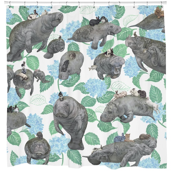 Rabbit Shower Curtain Manatee Shower Curtain Boho Chic Etsy