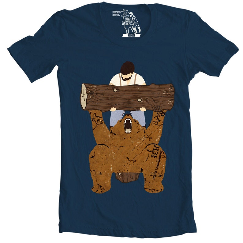 Bear Spotting T-Shirt, Tee, Bear and Man at the Gym, Men's t shirt, Awesome Animal Shirts, Gift for him, Present for guys, Funny tees, S-3XL 