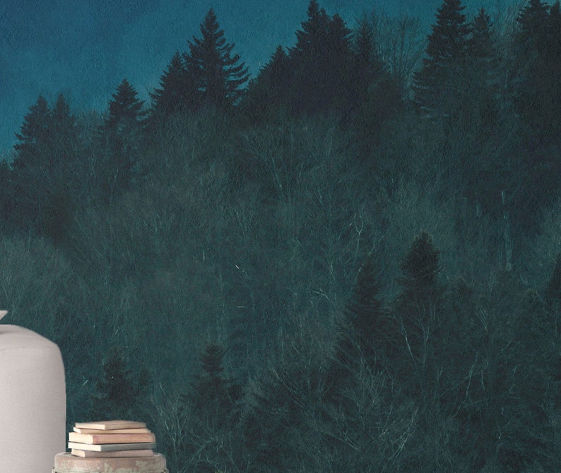 Forest Wallpaper Tree Wall Cling Nature Wall Peel Removable Etsy