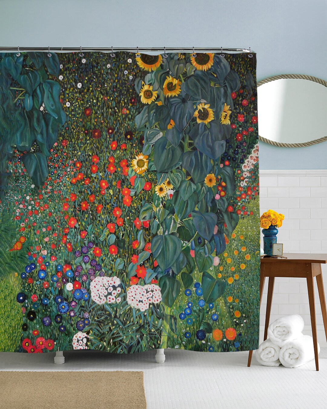 Floral Garden Shower Curtain Decor Flowers Artwork Decor Boho - Etsy