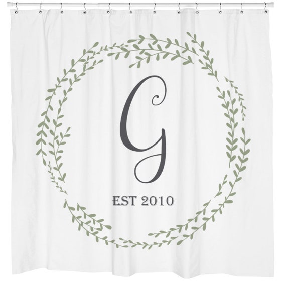 Custom Monogram Personalized Shower Curtain 71x74 Custom Etsy