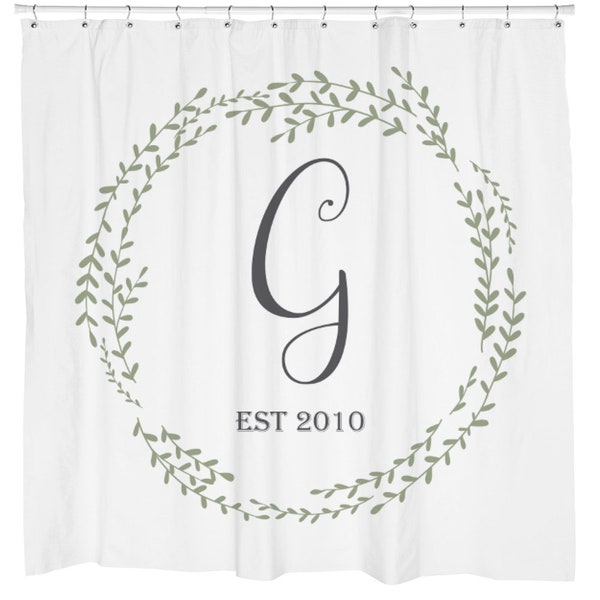 Monogrammed Shower Curtain Etsy