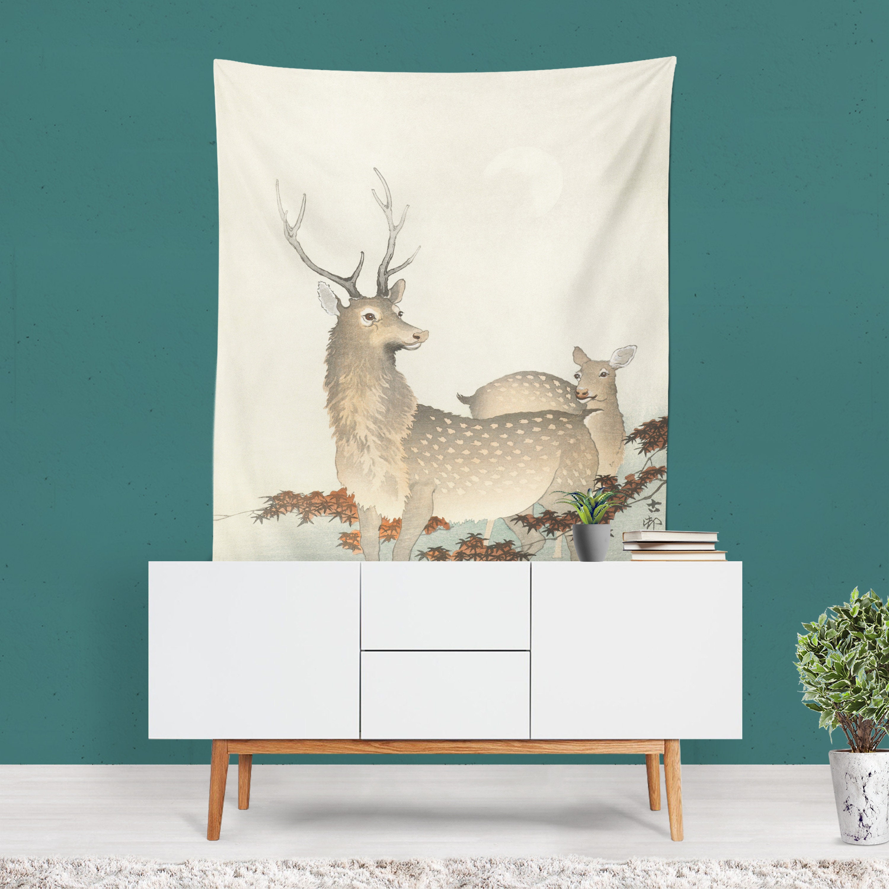 Deer Tapestry Deer Wall Art Nature Decor Woodland Theme Etsy