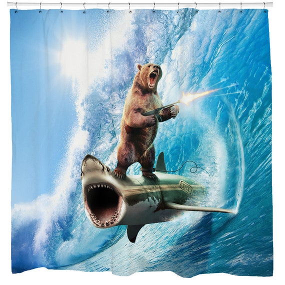 Funny Shower Curtain Shark Shower Curtain Bear Shower Curtain
