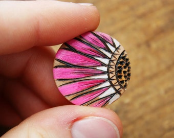 Wood Burned Transvaal Daisy Flower Bead