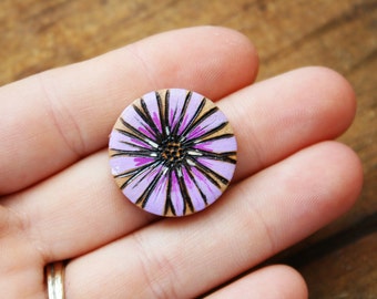 Purple Wildflower Burned Bead