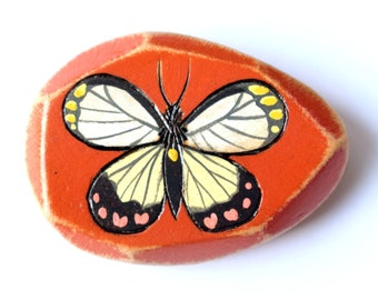 Faceted Hand Painted Moth Wood Bead