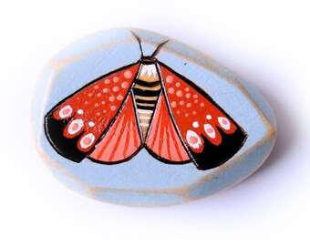 Faceted Hand Painted Moth Wood Bead