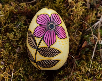 Handmade Wood Burned Floral Easter Egg