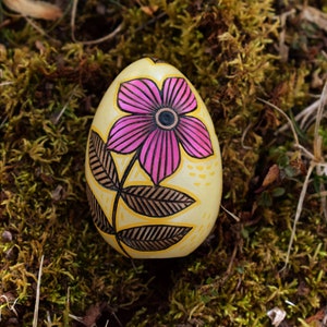 Handmade Wood Burned Floral Easter Egg