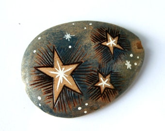 Starry Night Wood Burned Bead