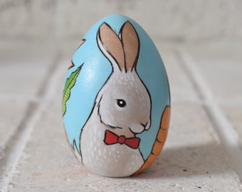 Easter Bunny Handmade Wood Burned Egg