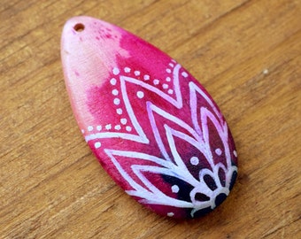 Fushia India Ink Dripped Pendant