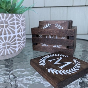 MY VINTAGE FINDS Wooden Coasters Set of Six Rustic Farmhouse Wood Coasters  